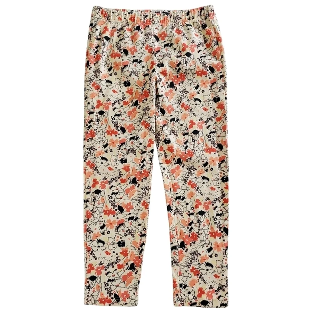 K1166 * GAP Kids Girls Floral Leggings Cream Orange Black Size M